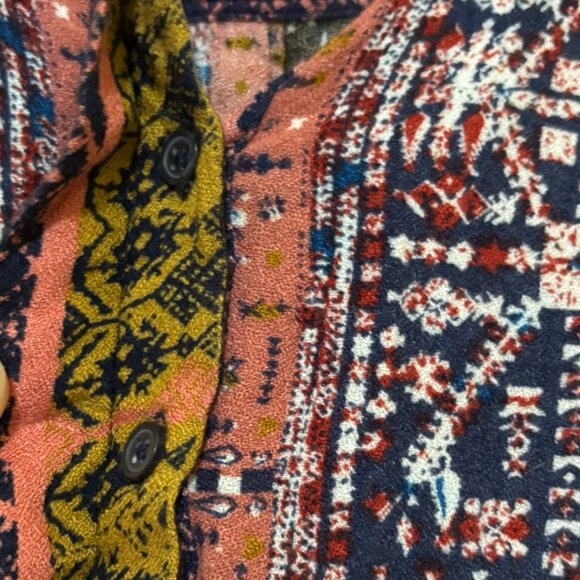 Nine West Jeans Multicolor Button Down Boho Print Blouse Top – Size XL - Picture 3 of 5